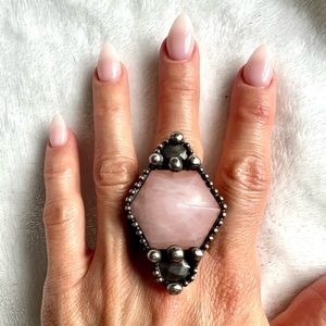 STUNNING MASSIVE Rose Quartz Love Statement Ring